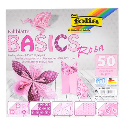 Origami papír Basics 80 g/m2 - 15 × 15 cm, 50 archů - růžový