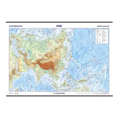 Asie - školní- reliéf a povrch - nástěnná mapa - 1:13 000 000