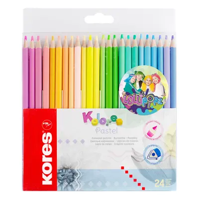 Kores Trojhranné pastelky Kolores Pastel LOLLIPOPZ 3 mm - 24 barev