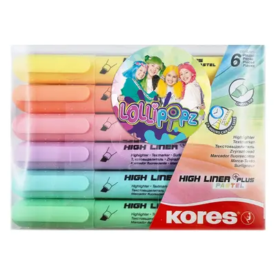 Kores Zvýrazňovač High Liner Plus Pastel LOLLIPOPZ - sada 6 barev