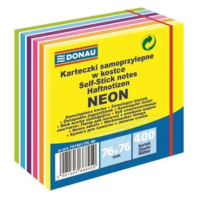 Donau samolepicí bloček 76 × 76 mm 400 listů - mix neon barev