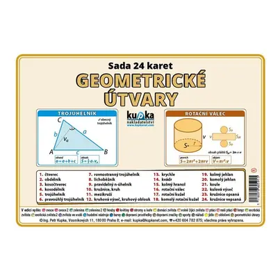 Procvičovací karty - geometrické útvary A7 (10x7 cm)