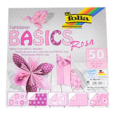 Origami papír Basics 80 g/m2 - 10 × 10 cm, 50 archů - růžový