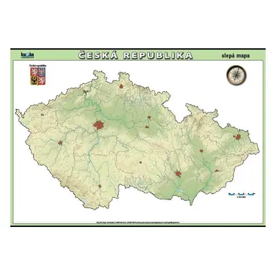 Česká republika - slepá mapa A3 (42x30 cm), bez lišt