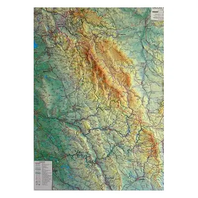 Orlické hory - reliéfní nástěnná mapa - 1:75 000