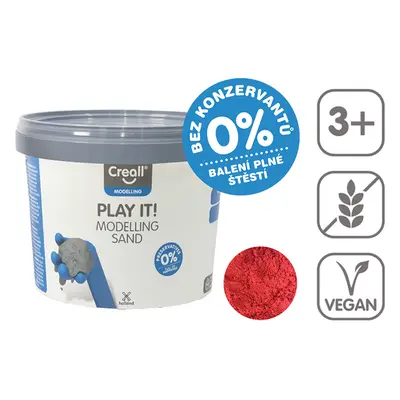 Modelovací písek Creall Play it!, 750 g - kelímek - červený