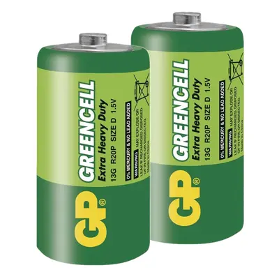 Zinkochloridová baterie GP Greencell R20 (D), 2 ks