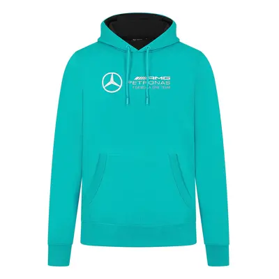 Mercedes AMG Petronas pánská mikina s kapucí Logo Ultra Teal F1 Team 2024