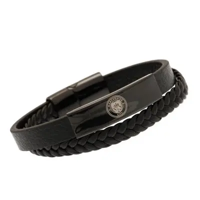 Manchester City kožený náramek Black IP Leather Bracelet