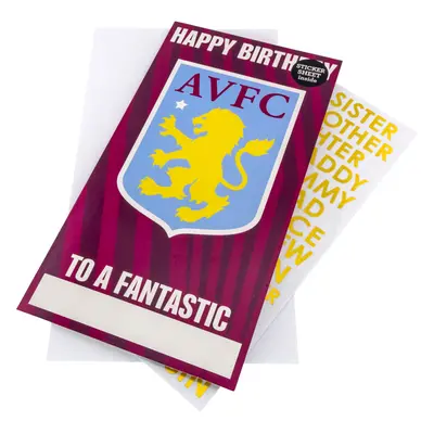 Aston Villa narozeninové přání se samolepkami Personalised Birthday Card