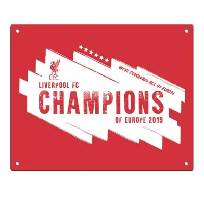 FC Liverpool cedule na zeď Champions Of Europe Metal Sign