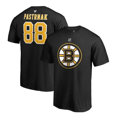 Boston Bruins pánské tričko black #88 David Pastrňák Stack Logo Name & Number