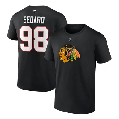 Chicago Blackhawks pánské tričko Connor Bedard #98 Draft 2023 Stack Logo Name & Number Black