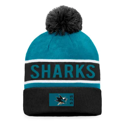 San Jose Sharks zimní čepice Authentic Pro Game & Train Cuffed Pom Knit Black-Active Blue