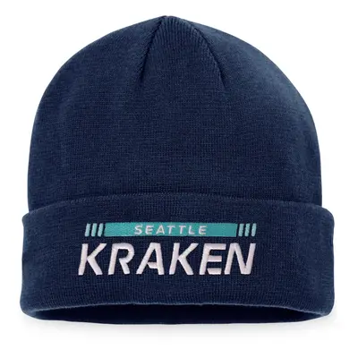 Seattle Kraken zimní čepice Authentic Pro Game & Train Cuffed Knit Traditional Navy