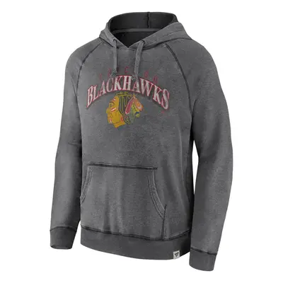 Chicago Blackhawks pánská mikina s kapucí True Classics Washed Pullover Hoodie grey