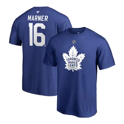 Toronto Maple Leafs pánské tričko blue #16 Mitch Marner Stack Logo Name & Number