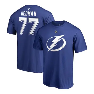 Tampa Bay Lightning pánské tričko blue #77 Victor Hedman Stack Logo Name & Number