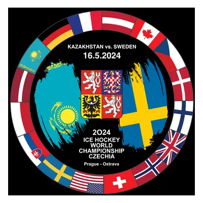 Hokejové reprezentace puk Ice Hockey World Championship Czechia MS 2024 Dueling 16.5.2024 Kazakh