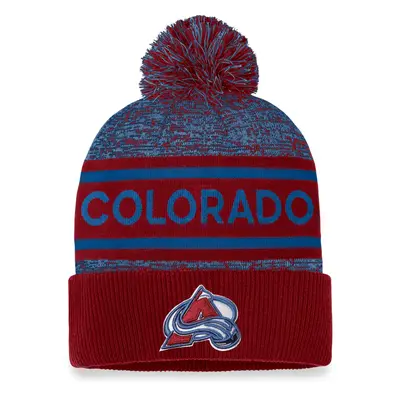 Colorado Avalanche zimní čepice Authentic Pro Rink Heathered Cuffed Pom Knit