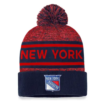 New York Rangers zimní čepice Authentic Pro Rink Heathered Cuffed Pom Knit