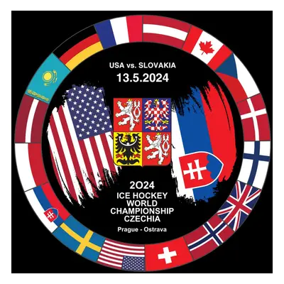 Hokejové reprezentace puk Ice Hockey World Championship Czechia MS 2024 Dueling 13.5.2024 USA vs