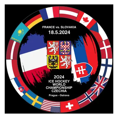 Hokejové reprezentace puk Ice Hockey World Championship Czechia MS 2024 Dueling 18.5.2024 France