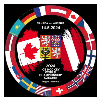 Hokejové reprezentace puk Ice Hockey World Championship Czechia MS 2024 Dueling 14.5.2024 Canada