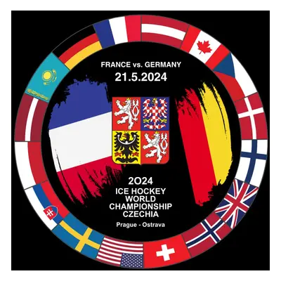 Hokejové reprezentace puk Ice Hockey World Championship Czechia MS 2024 Dueling 21.5.2024 France