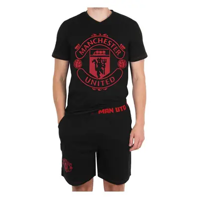 Manchester United pánské pyžamo Short Crest black