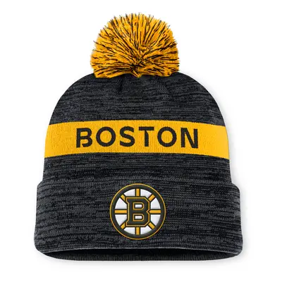 Boston Bruins zimní čepice Authentic Pro Rink Beanie Cuff With POM