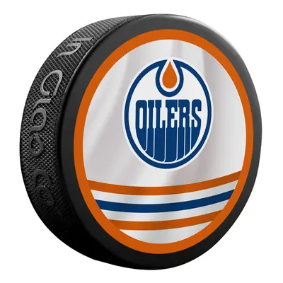 Edmonton Oilers puk reverse retro jersey souvenir collector hockey puck