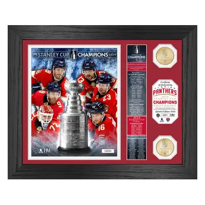 Florida Panthers sběratelská plaketa 2024 Stanley Cup Champions Banner Bronze Coin Photo Mint