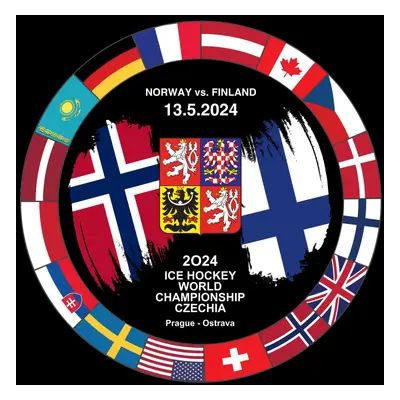 Hokejové reprezentace puk Ice Hockey World Championship Czechia MS 2024 Dueling 13.5.2024 Norway