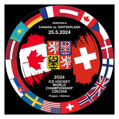 Hokejové reprezentace puk Ice Hockey World Championship Czechia MS 2024 Dueling 25.5.2024 Canada