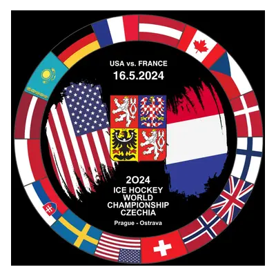 Hokejové reprezentace puk Ice Hockey World Championship Czechia MS 2024 Dueling 16.5.2024 USA vs