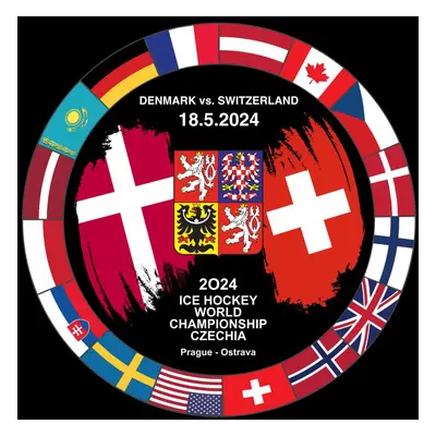 Hokejové reprezentace puk Ice Hockey World Championship Czechia MS 2024 Dueling 14.5.2024 Denmar