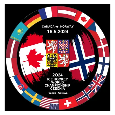 Hokejové reprezentace puk Ice Hockey World Championship Czechia MS 2024 Dueling 16.5.2024 Canada