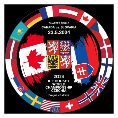 Hokejové reprezentace puk Ice Hockey World Championship Czechia MS 2024 Dueling 23.5.2024 Canada