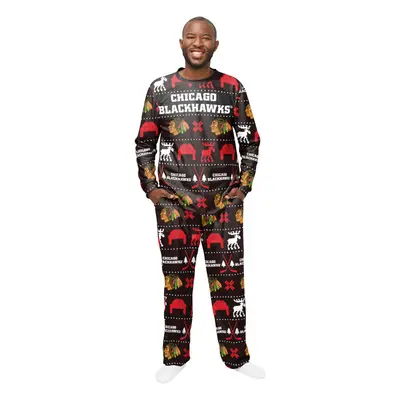 Chicago Blackhawks pánské pyžamo ugly holiday pajamas nhl