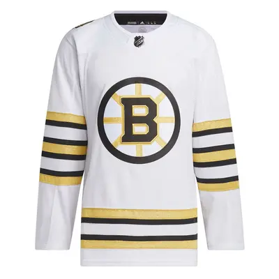 Boston Bruins hokejový dres adidas White 100th Anniversary Primegreen Authentic Jersey