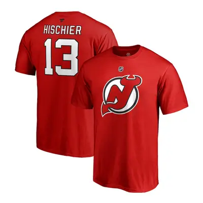 New Jersey Devils pánské tričko red #13 Nico Hischier Stack Logo Name & Number