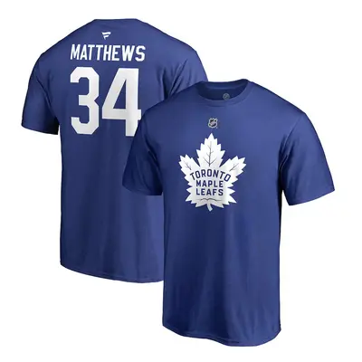 Toronto Maple Leafs pánské tričko blue #34 Auston Matthews Stack Logo Name & Number