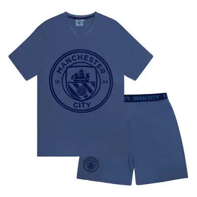 Manchester City pánské pyžamo Short Blue Marl