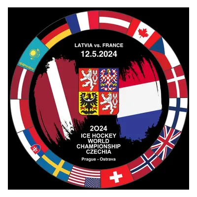 Hokejové reprezentace puk Ice Hockey World Championship Czechia MS 2024 Dueling 12.5.2024 Latvia