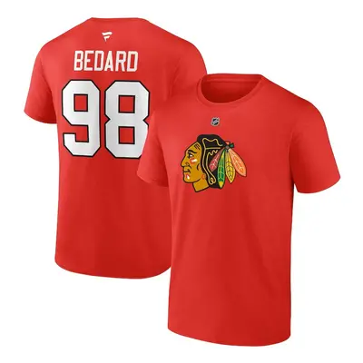 Chicago Blackhawks pánské tričko Connor Bedard #98 Draft 2023 Stack Logo Name & Number Red