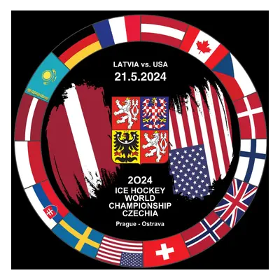 Hokejové reprezentace puk Ice Hockey World Championship Czechia MS 2024 Dueling 21.5.2024 Latvia