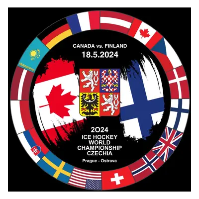 Hokejové reprezentace puk Ice Hockey World Championship Czechia MS 2024 Dueling 18.5.2024 Canada