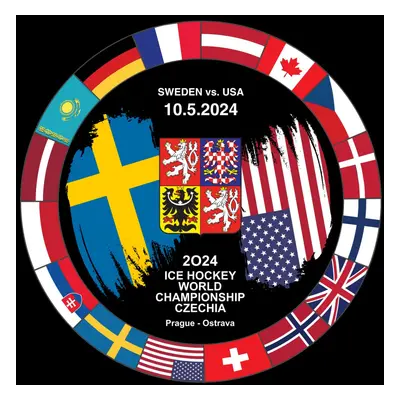 Hokejové reprezentace puk Ice Hockey World Championship Czechia MS 2024 Dueling 10.5.2024 Sweden