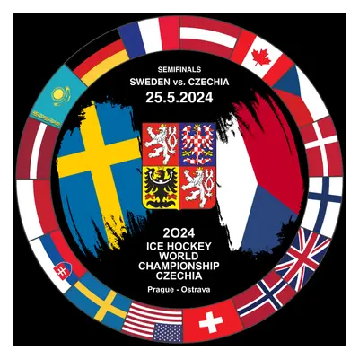 Hokejové reprezentace puk Ice Hockey World Championship Czechia MS 2024 Dueling 25.5.2024 Sweden